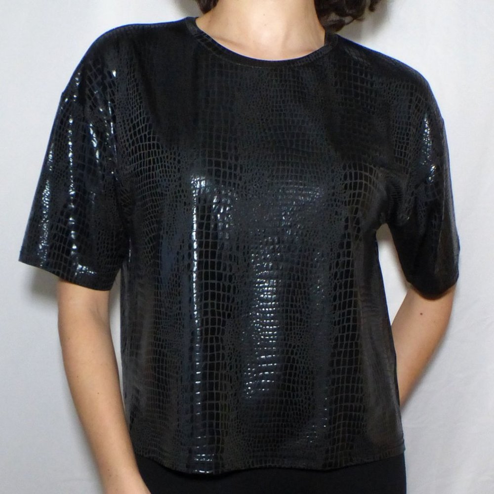 Croc Print Short Sleeve Top